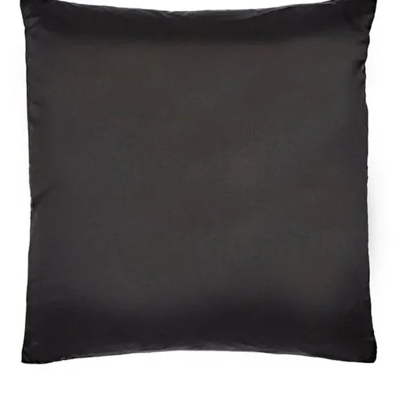 Aviva Stanoff Mod Art Swish Black Satin Silver Stroke Monogram C Toss Pillow